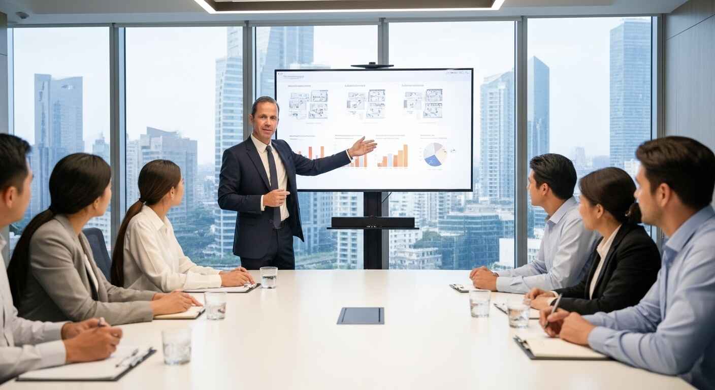 Chip Batchelder presenting financial charts during a board meeting in Boston