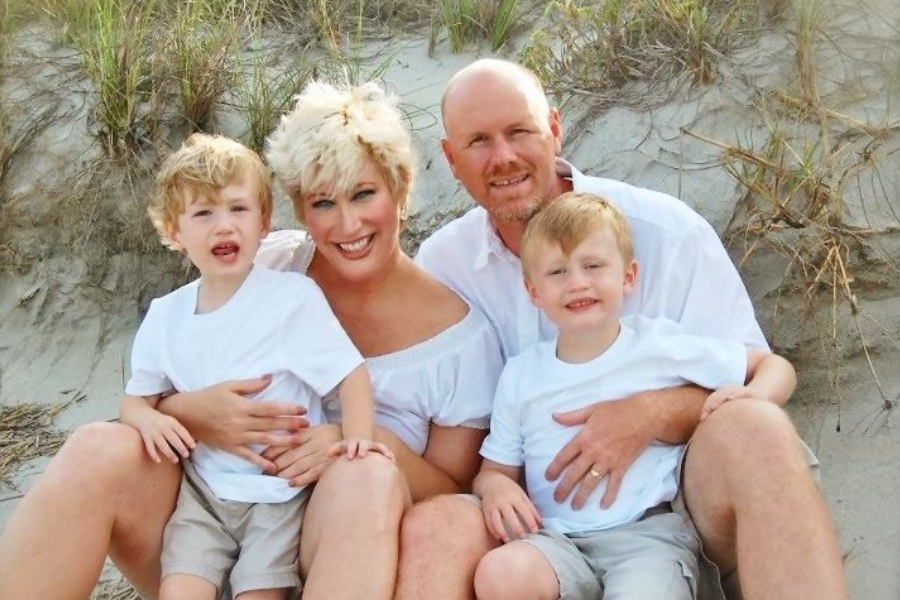 Kim Gravel with her husband Travis Gravel and their children, highlighting her family life away from QVC and television.